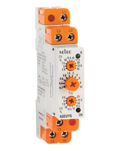 Selec 600VPR-1-130-320-CE, Voltage Monitoring, Single Phase  Analog Voltage Protection Relay, Size 17.5mm, DIN Rail Mount