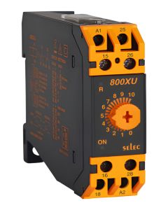 Selec 800XU, On Delay / Interval Mode Analog Timer, 12 Times Ranges, Size 22.5mm, DIN Rail Mount
