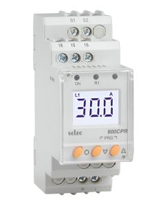 Selec 900CPR-3-1-230V-CE, 3 Digits LCD Display, Three Phase Current Protection Relay, Size 35mm, DIN Rail Mount, 230VAC
