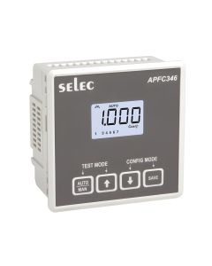 Selec APFC346-108-230V-CE, LCD Display, 2P-2W, 8 Relay Stages, 96x96mm, Panel Mount