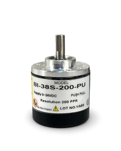 BI-38S-200-PU||Incremental Rotary Encoder, Diameter 38mm, Shaft Type, Shaft Diameter 6mm, PPR 200, Push Pull, 5~24V DC