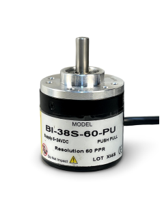 BI-38S-60-PU||Incremental Rotary Encoder, Diameter 38mm, Shaft Type, Shaft Diameter 6mm, PPR 60, Push Pull, 5~24V DC