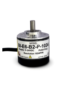 BI-E6-B2-P-1024||Incremental Rotary Encoder, Diameter 38mm, Shaft Type, Shaft Diameter 6mm, PPR 1024, Push Pull, 5~24V DC, AB Output