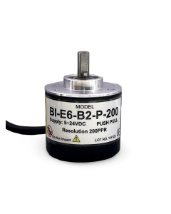 BI-E6-B2-P-200||Incremental Rotary Encoder, Diameter 38mm, SShaft Type, Shaft Diameter 6mm, PPR 200, Push Pull, 5~24V DC, AB Output