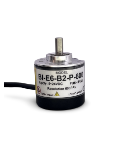 BI-E6-B2-P-600||Incremental Rotary Encoder, Diameter 38mm, Shaft Type, Shaft Diameter 6mm, PPR 600, Push Pull, 5~24V DC, AB Output