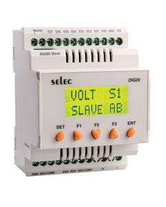 Selec DIGIX-1-1-1-230V, 2 x 8 Characters LCD + 5 keys, 8 Digital Input Smart Relay PLC, 5 Relay Output, RTC and Modbus Expansion, Size 70x90mm, DIN Rail Mount