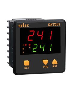 Selec DXT241, 3 Digit Dual LED Display, Multifunction Digital Timer, Size 72x72mm, Panel Mount, Low Depth