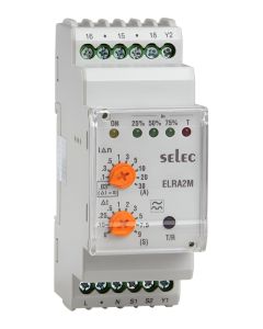 Selec ELRA2M2-1-230V-CE, Single Phase Analog Earth Leakage Relay, 30mA-30A Settable, Size 35mm, DIN Rail Mount