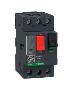 Schneider GV2ME06, Motor Protection Circuit Breaker (MPCB), TeSys GV2, 3P, 1-1.6 A, thermal magnetic, screw clamp terminals