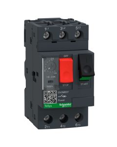 Schneider GV2ME07, Motor Protection Circuit Breaker (MPCB), TeSys GV2, 3P, 1.6-2.5 A, thermal magnetic, screw clamp terminals
