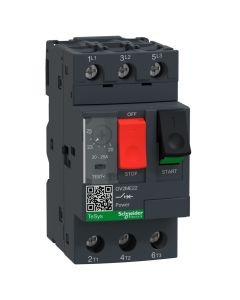Schneider GV2ME22, Motor Protection Circuit Breaker (MPCB), TeSys GV2, 3P, 20-25 A, thermal magnetic, screw clamp terminals