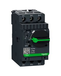 Schneider GV2P06, Motor Protection Circuit Breaker (MPCB), TeSys GV2, 3P, 1-1.6 A, thermal magnetic, screw clamp terminals
