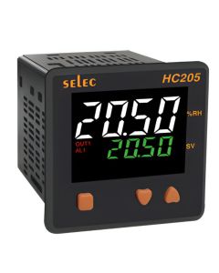 Selec HC205, 4+4 Digit Dual Display Humidity Controller, RH Sensor Input, Relay Output, Size 72x72mm, Panel Mount