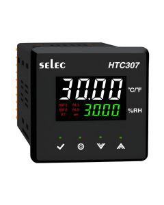Selec HTC307, 4+4 Digit Dual Display Humidity + Temperature Controller, RH/RTD Sensor Input 2 Relay Control Output With RS485 Communication, Size 96x96mm, Panel Mount