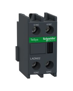 Schneider LADN02, Auxiliary contact block, TeSys D, 2NC, front mounting, screw clamp terminals