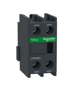 Schneider LADN20, Auxiliary contact block, TeSys D, 2NO, front mounting, screw clamp terminals