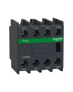 Schneider LADN22, Auxiliary contact block, TeSys D, 2NO + 2NC, front mounting, screw clamp terminals
