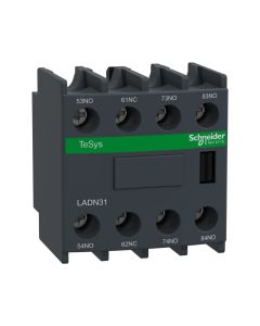 Schneider LADN31, Auxiliary contact block, TeSys D, 3NO + 1NC, front mounting, screw clamp terminals