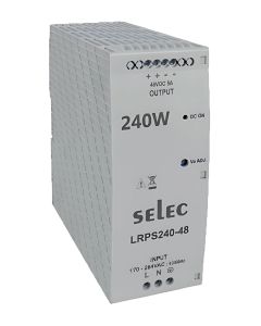 Selec LRPS-240-48, 240Watt 24V/10A Power Supply, DIN Rail Mount, Plastic Housing