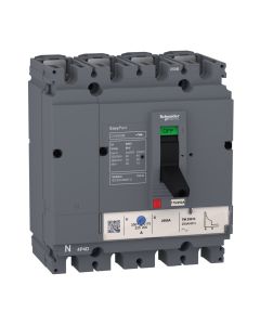 Schneider LV525313, MCCB, EasyPact CVS250B, 25 kA at 415 VAC, 250 A rating thermal magnetic TM-D trip unit, 4 Pole