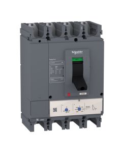Schneider LV540309, MCCB, EasyPact CVS400F, 36 kA at 415 VAC, 400 A rating thermal magnetic TM-D trip unit, 4 Pole