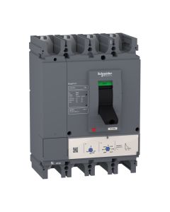 Schneider LV563308, MCCB, EasyPact CVS630F, 36 kA at 415 VAC, 500 A rating thermal magnetic TM-D trip unit, 4 Pole