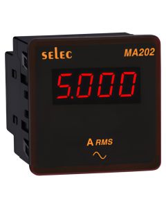 Selec MA202, 4 Digits 7 Segment Single Display Digital Ammeter, Single Phase 2 Wire, Size 72x72mm, Panel Mount