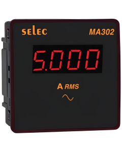 Selec MA302, 4 Digits 7 Segment Single Display Digital Ammeter, Single Phase 2 Wire, Size 96x96mm, Panel Mount