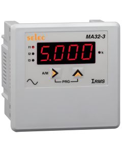 Selec MA32-3-G-40-300V-CE, 4 Digit 7 segment LED display Digital Panel Meter, Three Phase, Size 96x96mm, Panel Mount