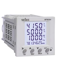 Selec MFM284-C-CE, 8 Digits LCD Display, Three Phase Digital Multifunction Meter, RS485 Communication, Pulse Output, Size 72x72mm, Panel  Mount