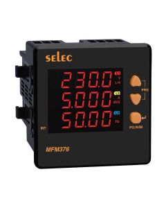 Selec MFM376-CE, 8 Digits LED Display, Three Phase Digital Multifunction Meter, Pulse Output, Size 96x96mm, Panel  Mount