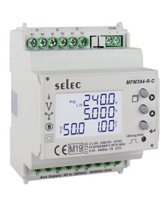 Selec MFM384-R-C-CE, 7 Digits LCD Display, Three Phase Digital Multifunction Meter, RS485 Communication, Size 96x96mm, Panel  Mount