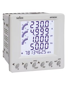 Selec MFM384-C-CE, 8 Digits LCD Display, Three Phase Digital Multifunction Meter, RS485 Communication, Pulse Output, Size 96x96mm, Panel  Mount
