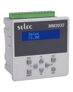 Selec MM3032-2-0-0-230V-V2, LCD Text Display With 8 keys Smart relay PLC, 8 Digital Input, 6 relay Output, Analog Output Opyional, 96x96mm, Panel/Rail Mount