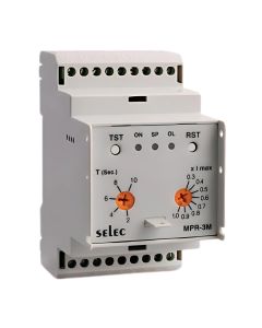 Selec MPR-3M-2-230V, Three Phase Analog Motor protection relay, Size 52.5mm, DIN Rail Mount, 230VAC