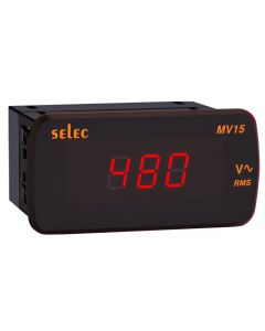 Selec MV15, 3 Digits 7 Segment LED Display Digital Volt Meter, Single Phase, Size 48x96mm, Panel Mount