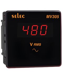 Selec MV305, 3 Digits 7 Segment LED Display Digital Volt Meter, Single Phase, Size 96x96mm, Panel Mount