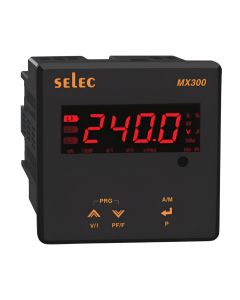Selec MX300-1-C-CE, 4 Digits LED Display Multifunction Digital Panel Meter, 1 Relay output and modbus communication, Single Phase, Size 96x96mm, Panel Mount