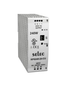 Selec RPS240-24-CE, 24V, 240W Power Supply, Din Rail Mount