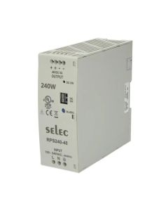 Selec RPS240-48-CE, 240W, 48V, Supports 90 - 264 VAC / 127 - 370 VDC, 35mm DIN Rail Mount