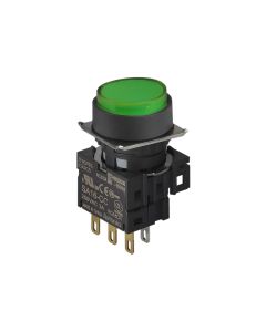 Autonics S16PR-E3GC24, Power voltage 250VAC, Current 3A, Operation type - Returned (illuminated), Green, Push Button