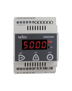 Selec SMRD4M1-2-U-CE, Monitoring Devices, 4 Digit RPM Indicator Speed monitoring relay, 2 Relay Output, 70x90mm, DIN Rail Mount