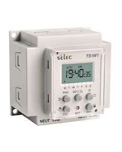 Selec TS1W1-1-20A-230V, Single Channel Time Switch, Daily/Weekly Setting, Size 60x60mm, Wall Mount