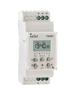 Selec TS2M1-1-16A-230V, Single Channel Time Switch, Daily/Weekly Setting, Size 35mm, DIN Rail Mount