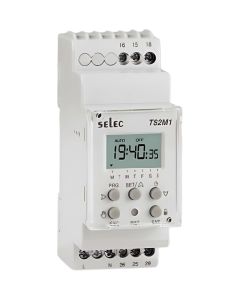 Selec TS2M1-2-16A-230V, Dual Channel Time Switch, Daily/Weekly Setting, Size 35mm, DIN Rail Mount
