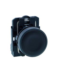 Schneider XB5AA21N, Push button, Harmony XB5, Plastic, Flush, Black, 22mm, Spring Return, Unmarked, 1 NO