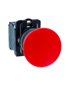 Schneider XB5AC42N, Push button, Harmony XB5, Plastic, Mushroom, Red, 40mm, Spring Return, Unmarked, 1NC