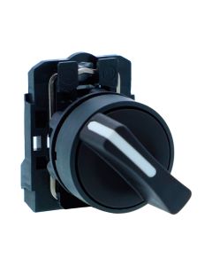 Schneider XB5AD21N, Selector switch, Harmony XB5, Plastic, Black, 22mm, Short handle, 2 position, Stay put, 1 NO