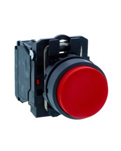 Schneider XB5AL42N, Push button, Harmony XB5, Plastic, Projecting, Red, 22mm, Spring Return, Unmarked, 1 NC
