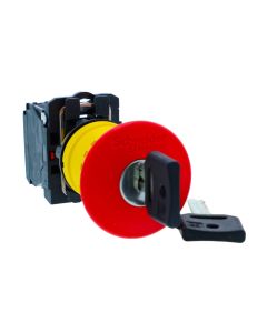 Schneider XB5AS142N, Key emergency switching off push button, Harmony XB5, Plastic, Red, 40mm, Key release, 1 NC